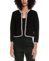Alice And Olivia Akira Embellished Wool-blend Cardigan In Black