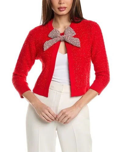 Alice And Olivia Akira Wool-blend Cardigan In Red