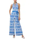 Alice And Olivia Alara Linen-blend Jumpsuit In Blue