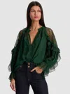 Alice And Olivia Aleena Lace Blouse In Green