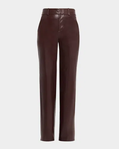Alice And Olivia Alexander High-rise Vegan Leather Trousers In Brown
