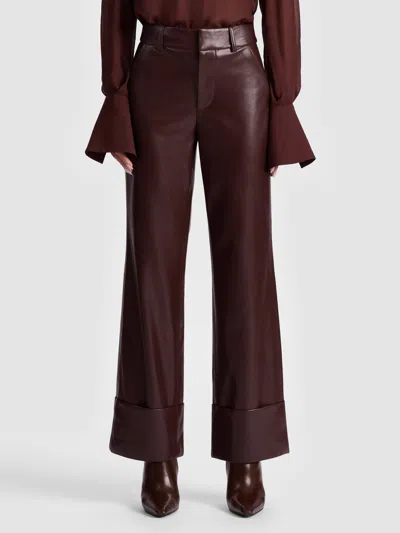 Alice And Olivia Alexander Vegan Ankle Pant In Brown