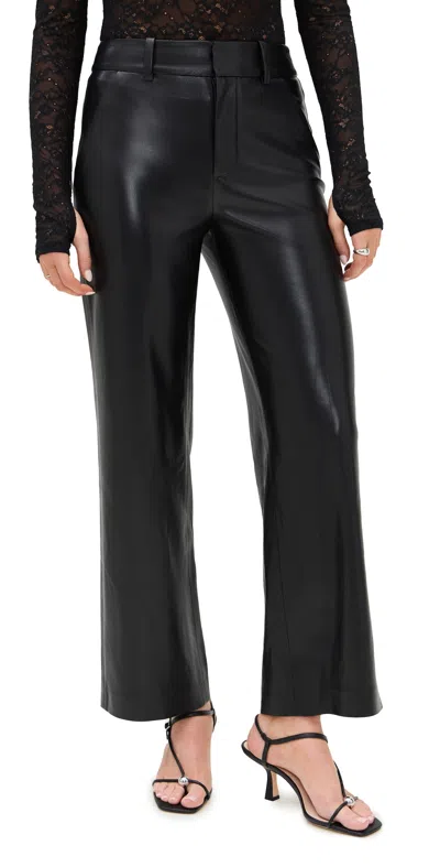 Alice And Olivia Alexander Vegan Slim Straight Ankle Length Trousers Black