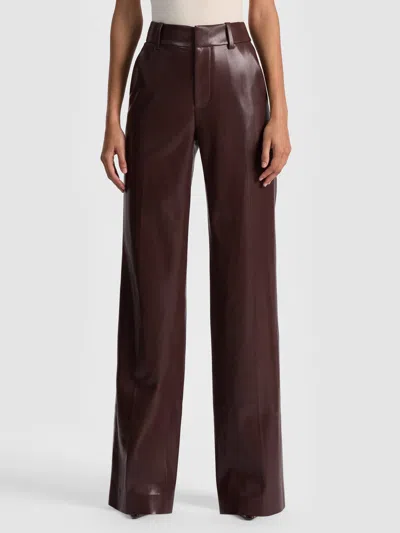 Alice And Olivia Alexander Vegan Trouser In Brown
