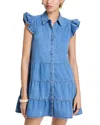 Alice And Olivia Alice And Oliva Jem Denim Tiered Mini Dress In Light Chambray