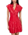 Alice And Olivia Mila Vegan Leather Mini Dress In Bright Ruby