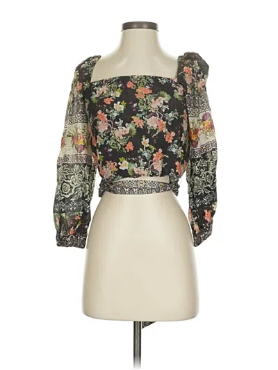 Pre-owned Alice And Olivia Alice + Olivia 3/4 Sleeve Blouse In Black