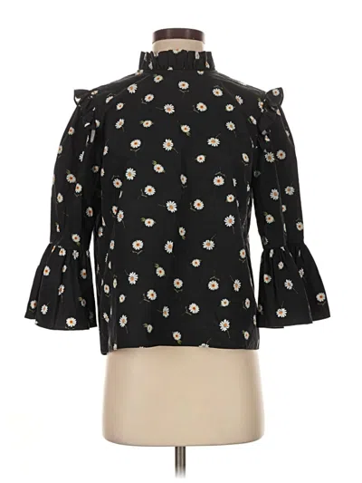 Pre-owned Alice + Olivia 3/4 Sleeve Blouse In Black