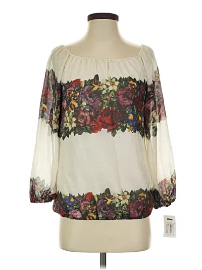 Pre-owned Alice And Olivia Alice + Olivia 3/4 Sleeve Blouse In Ivory