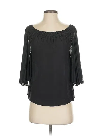 Pre-owned Alice And Olivia Alice + Olivia 3/4 Sleeve Silk Top Black Off The Shoulder Neckline Tops