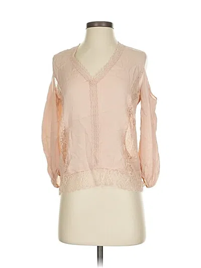 Pre-owned Alice And Olivia Alice + Olivia 3/4 Sleeve Silk Top Pink Cold Shoulder Neckline Tops