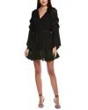 Alice And Olivia Adaline Ruffled Georgette Mini Dress In Black