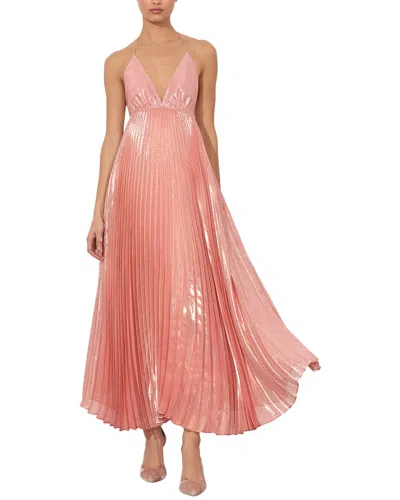 Alice And Olivia Alice + Olivia Adalyn Halter Silk-blend Maxi Dress In Pink