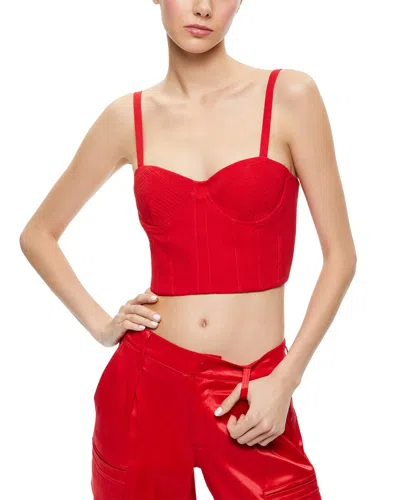 Alice And Olivia Adara Bustier Top In Perfect Ruby