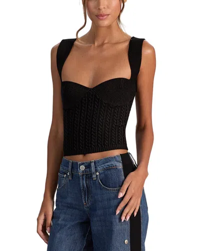 Alice And Olivia Alice + Olivia Adrianna Knit Textured Wool-blend Corset In Black