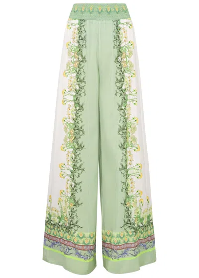 Alice And Olivia Alice + Olivia Alabama Floral-print Chiffon Trousers In Burgundy