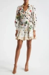Alice And Olivia Alisa Wrap Godet Mini Shirtdress In Blush Kiss Vanilla