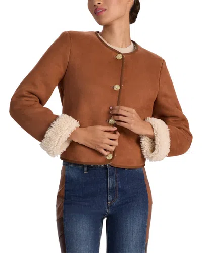 Alice And Olivia Alice + Olivia Alma Teddy Jacket In Brown
