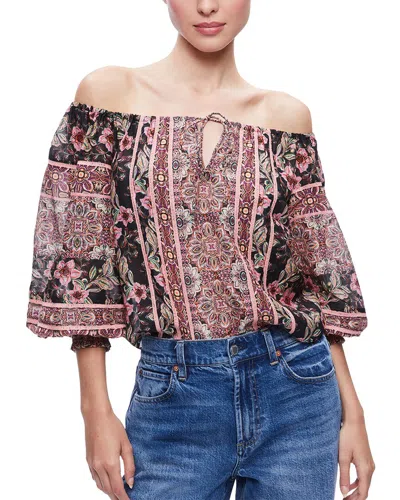 ALICE AND OLIVIA ALICE + OLIVIA ALTA OFF-THE-SHOULDER SILK-BLEND TOP