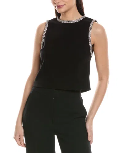Alice And Olivia Alice + Olivia Amal Embellished Boxy Tank In Black