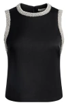 Alice And Olivia Alice + Olivia Amal Rhinestone Detail Tank In Black
