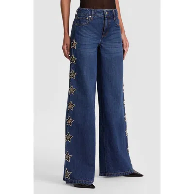 ALICE AND OLIVIA ALICE + OLIVIA AMAZING EMBELLISHED STAR CUTOUT WIDE LEG JEANS
