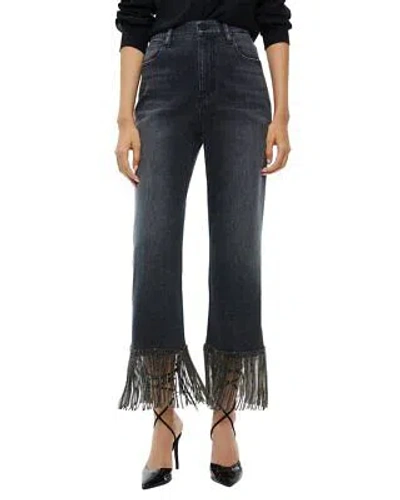 Pre-owned Alice And Olivia Alice + Olivia Amazing High-rise Boyfriend Jean Women's 25 In Maya Charcoal Black
