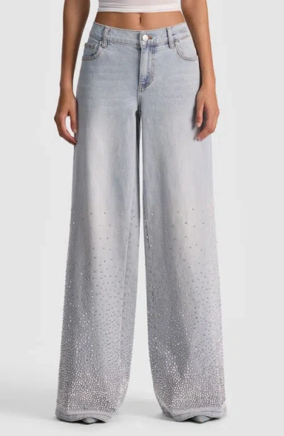 Alice And Olivia Alice + Olivia Amazing Stud Detail Baggy Wide Leg Jeans In White