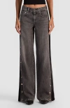 Alice And Olivia Amazing Low Rise Wide Leg Jeans In Vintage Black In Black