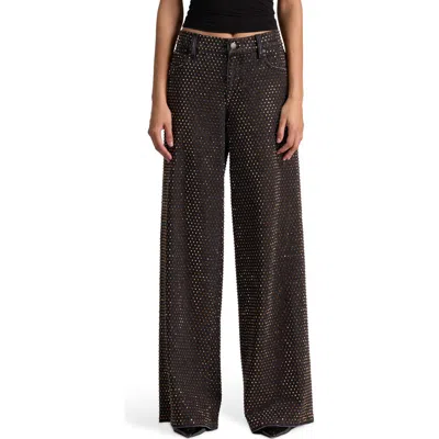 ALICE AND OLIVIA ALICE + OLIVIA AMAZING STUD EMBELLISHED BAGGY WIDE LEG JEANS