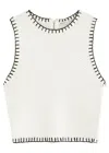 Alice And Olivia Amity Whipstitched Tank Top In Off White