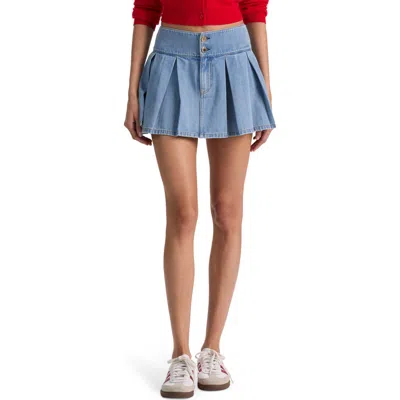 Alice And Olivia Alice + Olivia Amy Pleated Denim Miniskirt In Blue