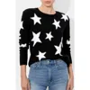 Alice And Olivia Andora Fuzzy Star Sweatshirt In Black/soft White
