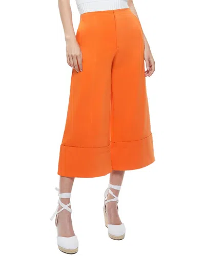 Alice And Olivia Andra Cropped Cotton-blend Wide-leg Pants In Orange