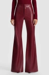 Alice And Olivia Andrew Vegan Leather Midrise Bootcut Slim Pant In Burgundy