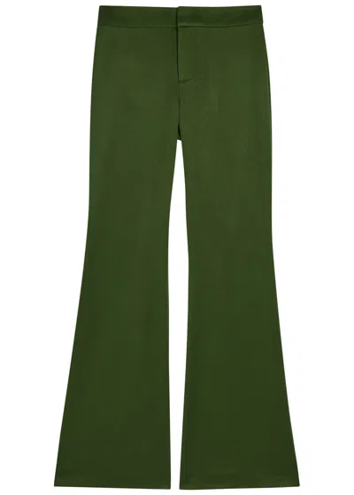 Alice And Olivia Alice + Olivia Andrew Flared-leg Woven Trousers In Green