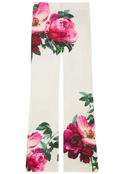 Alice And Olivia Alice + Olivia Andrew Floral-print Bootcut Trousers In White