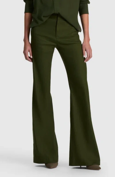 Alice And Olivia Alice + Olivia Andrew Linen Blend Bootcut Pants In Green