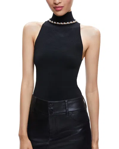 Alice And Olivia Alice + Olivia Annalee Mock Neck Sweater Tank In Black