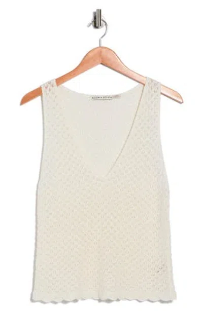 Alice And Olivia Alice + Olivia Annalise Pointelle Sweater Tank In White