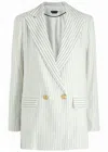 Alice And Olivia Alice + Olivia Arias Striped Linen-blend Blazer In White
