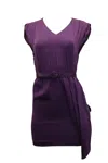 Alice And Olivia Alice + Olivia Asymmetrical Hem Dress With Belt In Purple Silk In Purple