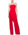 Alice And Olivia Alondra Strapless Draped Crepe And Charmeuse Jumpsuit In Red