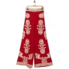 Alice And Olivia Athena Embroidered Pant In Red