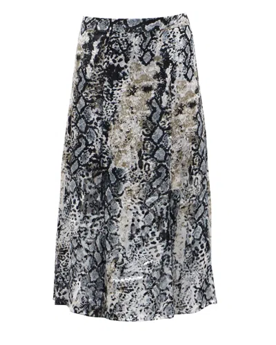 Alice And Olivia Alice + Olivia Athena Snake-print Burnout Midi Skirt In Multicolor Viscose In Grey