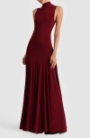 Alice And Olivia Augusta Open Back Maxi Dress In Burgundy
