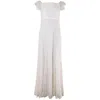 Alice And Olivia Alice + Olivia Aurelia Embellished Gown In White Nylon In White
