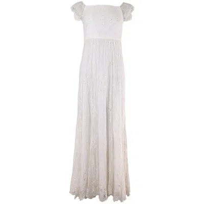 Alice And Olivia Alice + Olivia Aurelia Embellished Gown In White Nylon