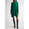 Alice And Olivia Alice + Olivia Avita Long Sleeve Asymmetric Shirtdress In Forest Green