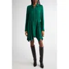 Alice And Olivia Alice + Olivia Avita Long Sleeve Asymmetric Shirtdress In Forest Green